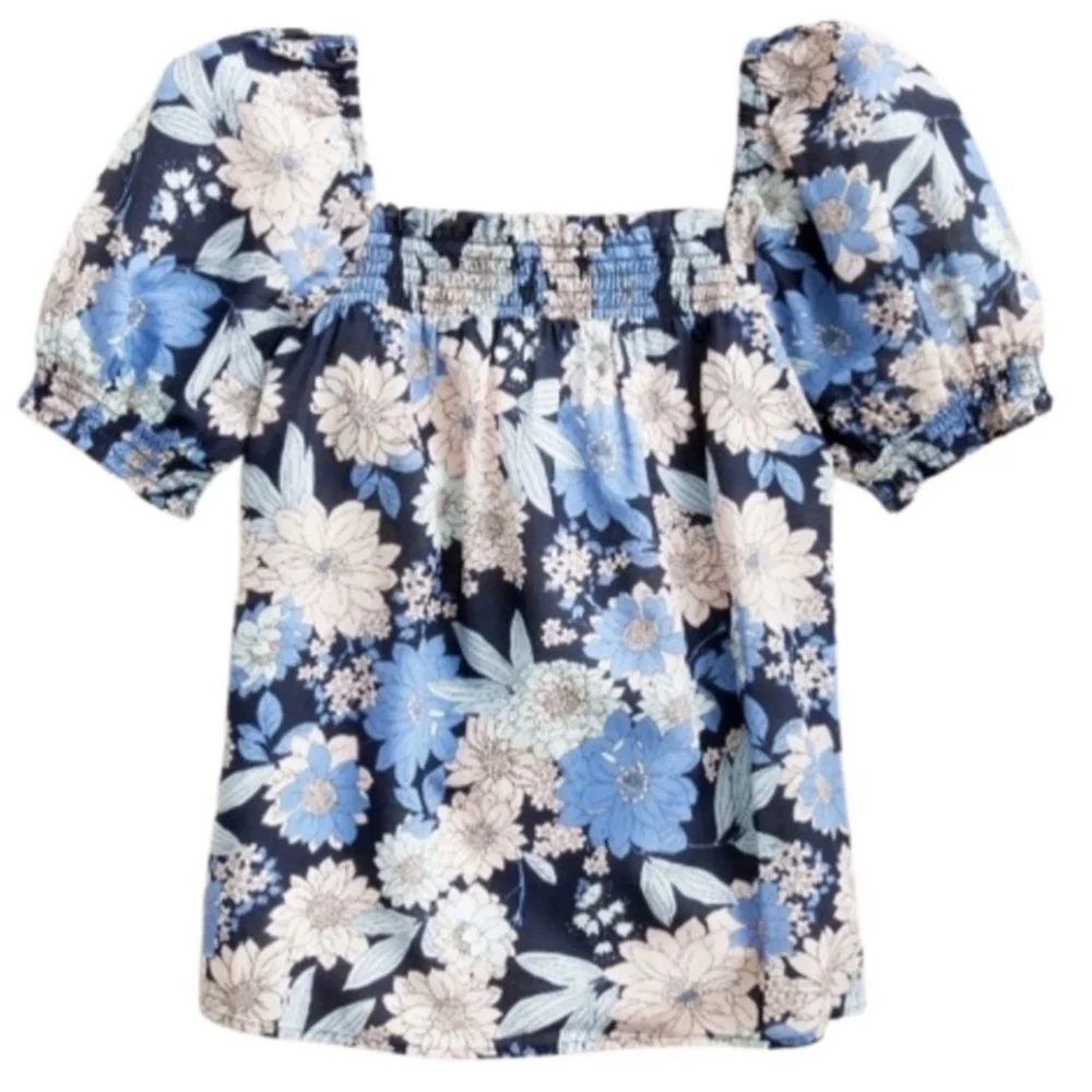 J. Crew Squareneck Puff-sleeve Top Liberty London Zinnia Floral NWT Size Large